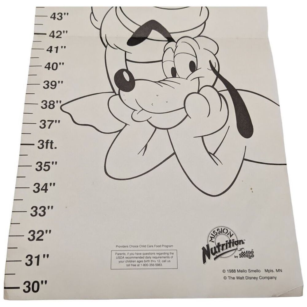 Vintage Hanging Height Chart WALT DISNEY Goofy, Duck, Pluto - Picture 5 of 7